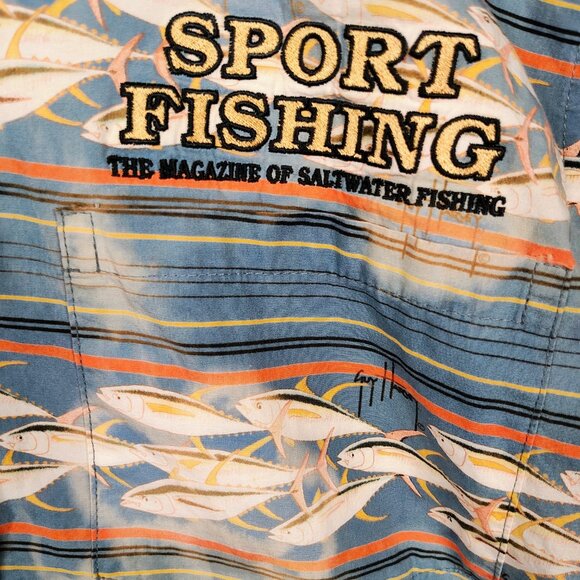 Guy Harvey Men's Large Button-Down Short Sleeve Fishing Shirt - Picture 6 of 14